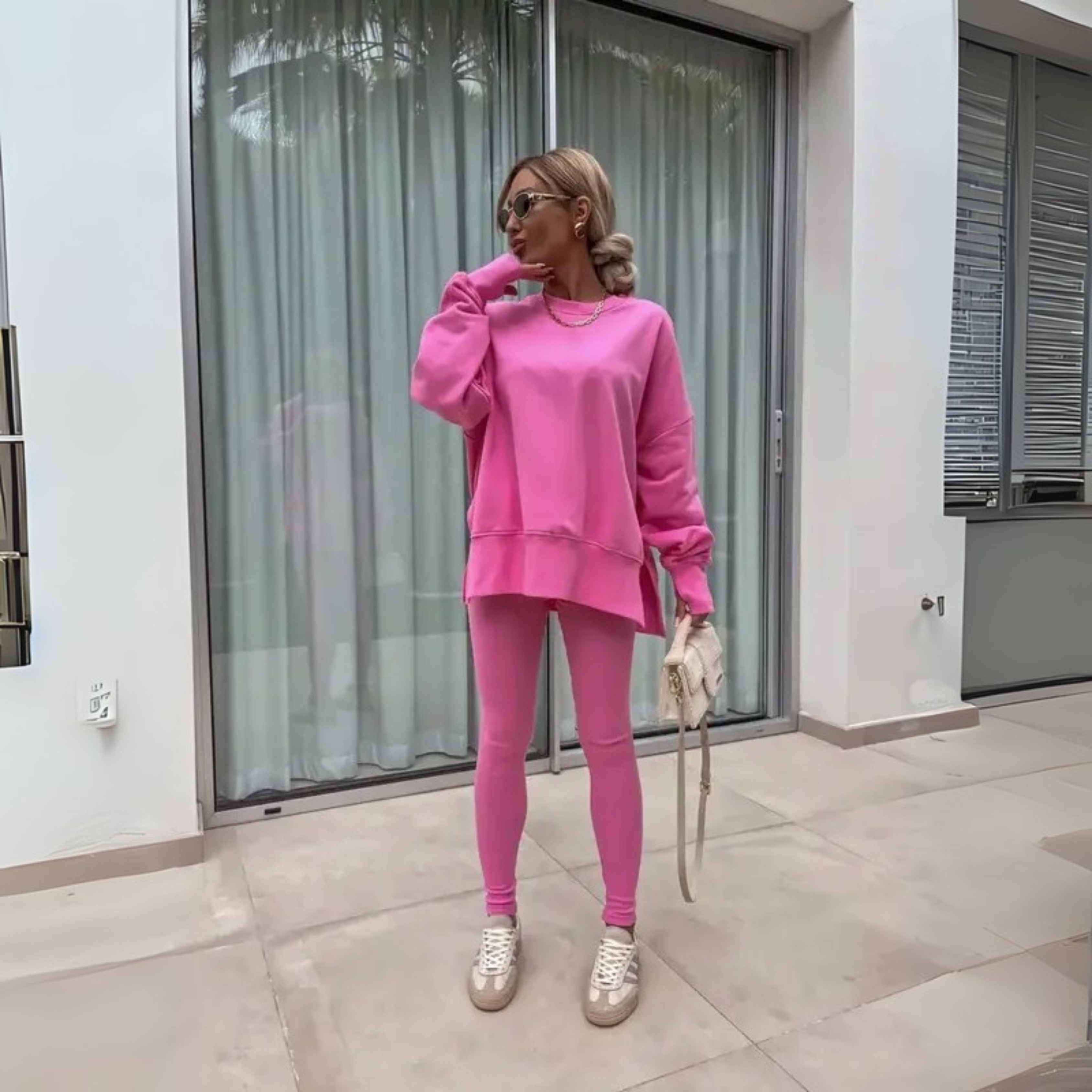 Joanna™ – Casualny zestaw z bluzą z długim rękawem i spodniami