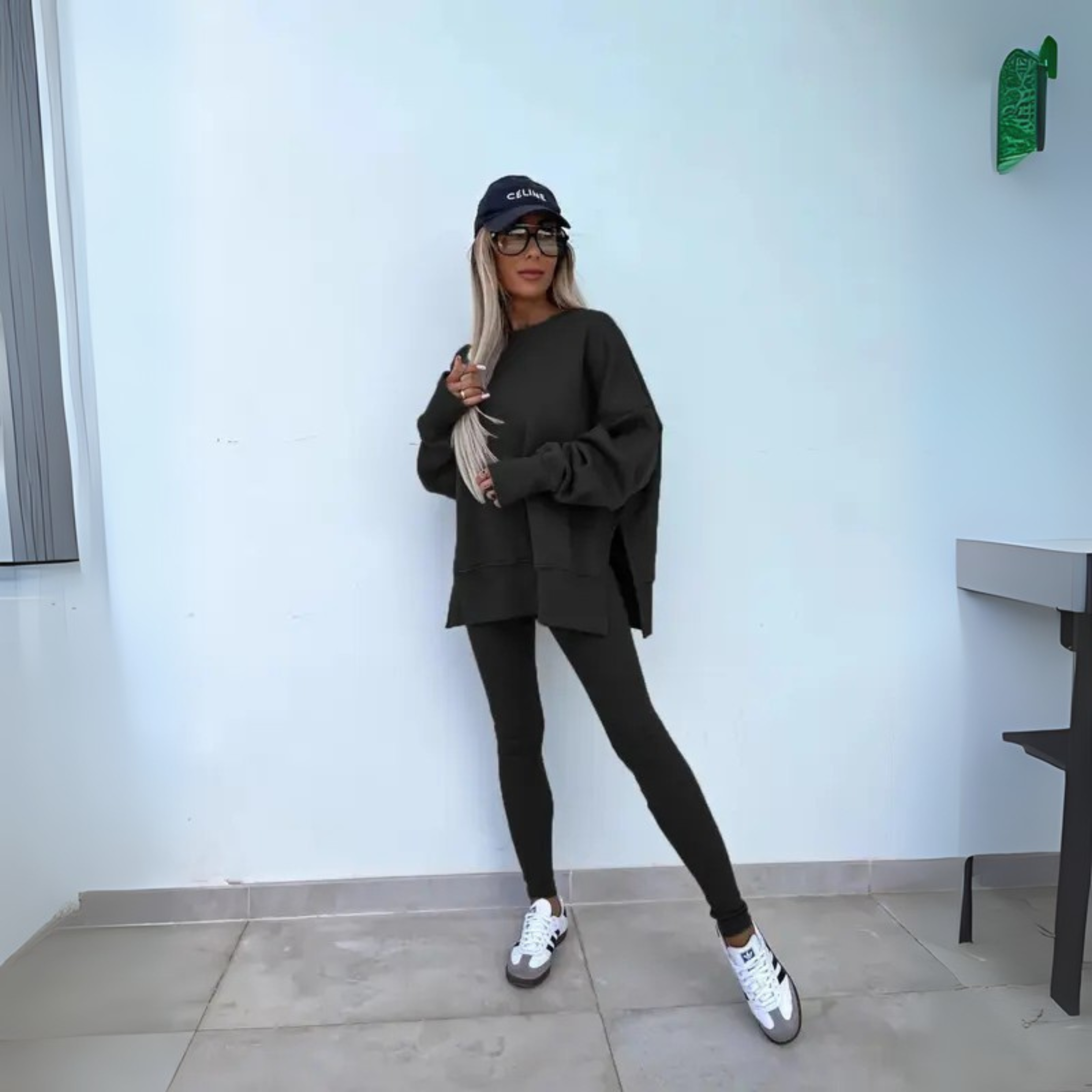 Joanna™ – Casualny zestaw z bluzą z długim rękawem i spodniami