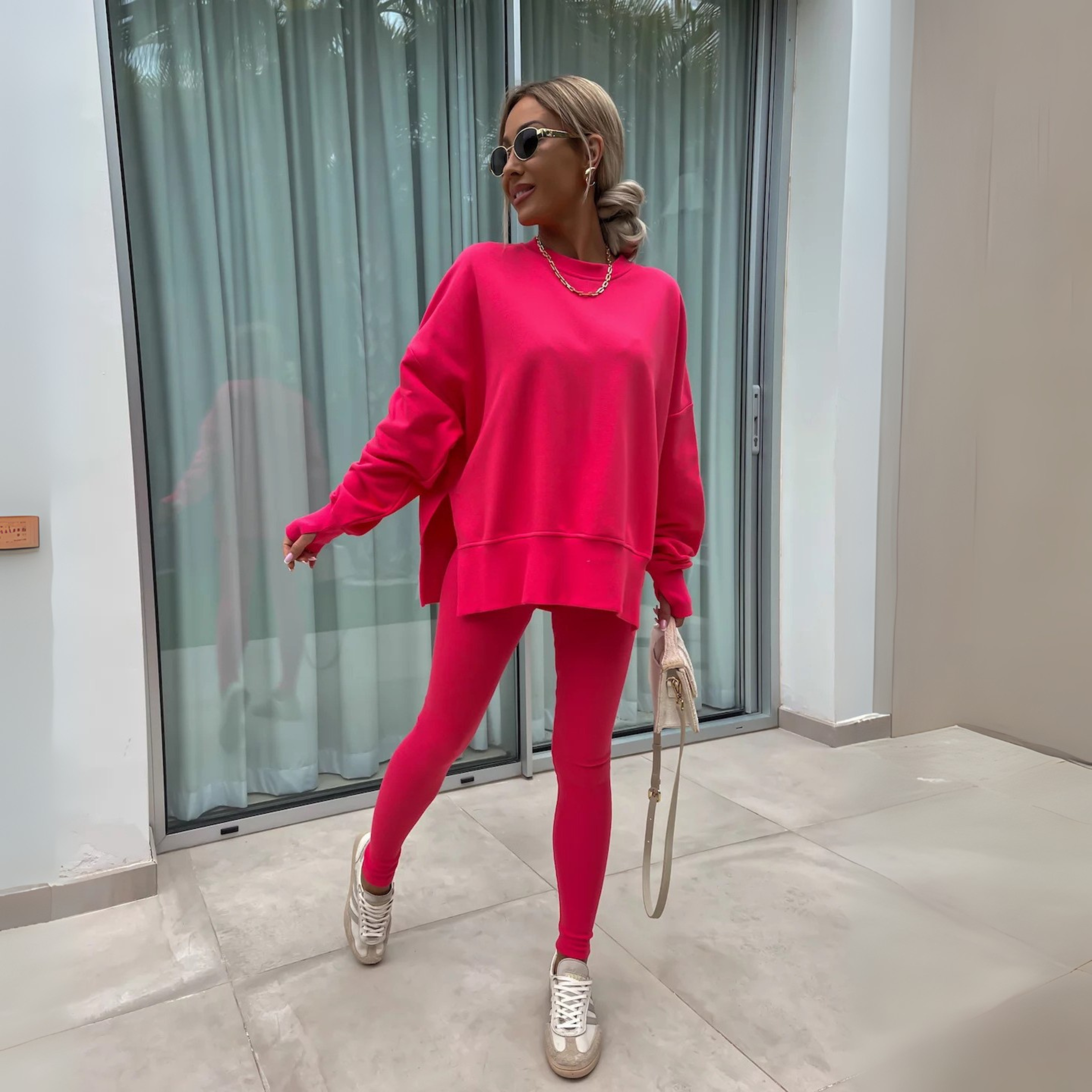 Joanna™ – Casualny zestaw z bluzą z długim rękawem i spodniami