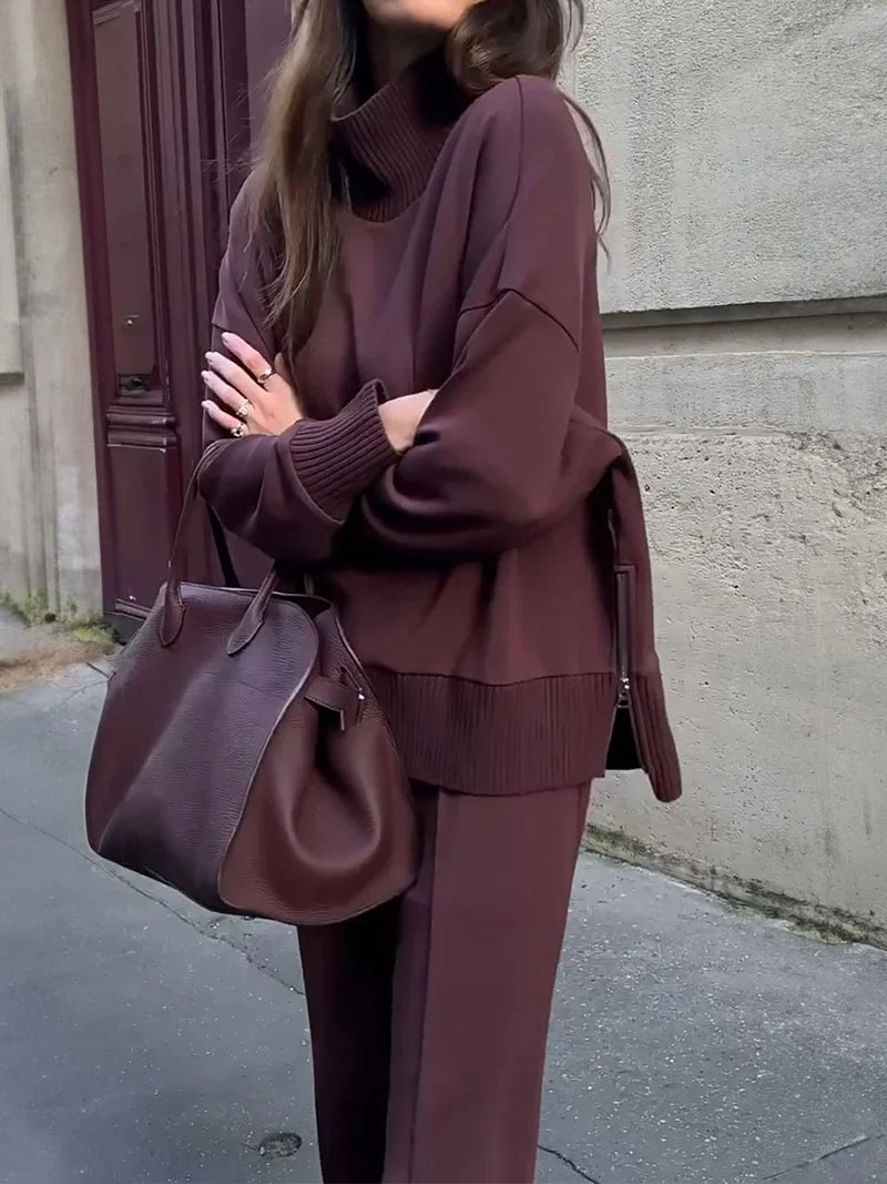 Monika - Komplet luźnej bluzy i spodni pasujących do siebie